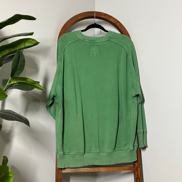 Aerie LARGE Green Down To Earth Logo Crewneck Sweatshirt Style 2892 - Picture 2 of 10